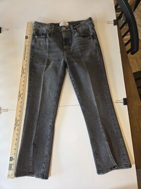 Dear John Charcoal Gray Flare Jeans with Front Slit